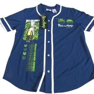 NWT Rick and Morty Graphic Button Up Jersey